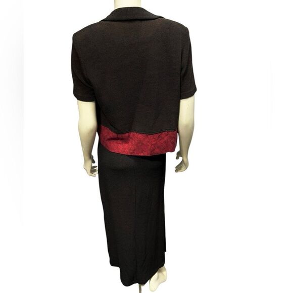 90’s Vintage Dark Brown Sleeveless Maxi Dress with Jacket Positive Attitude - Picture 5 of 13